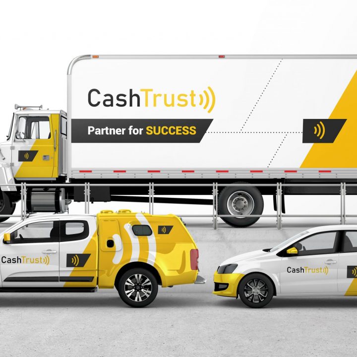Cashtrust logo on car fleet ie Truck, Bakkie and Car for marketing