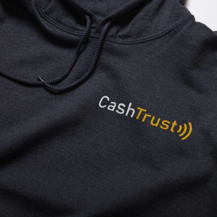 CashTrust Logo on black hoodie